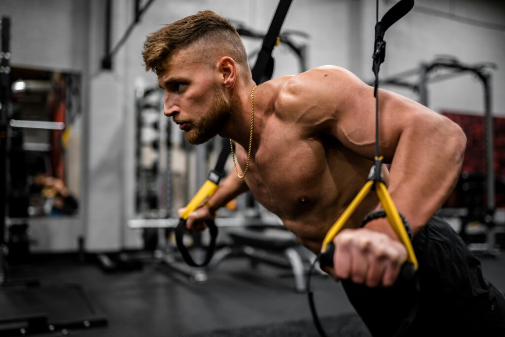 Man working out on TRX